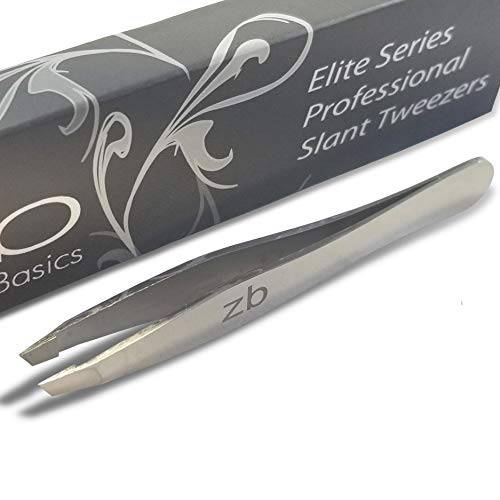 Zizzili Basics Elite Series Slant Tweezers - Surgical Grade Stainless Steel for Professionals (Mirror Polish)