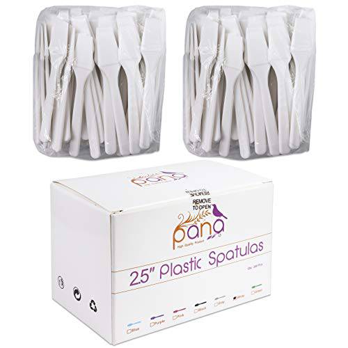 PANA 200pcs Cosmetic Make Up Disposable Plastic 2.5 Spatulas Skin Care Facial Cream Mask Spatula (WHITE-200 Pieces in a Box)