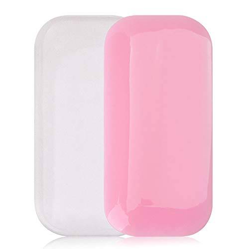Teensery 4 Pcs Rectangle Eyelash Extension Pad Silicone False Lash Eyelash Stand Tray Holder Forehead Sticker for Eyelash Extension Supplies (2 Clear & 2 Pink)