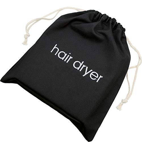 Hair Dryer Bags Drawstring Bag Container Hairdryer Bag, 11.8 by 13.8 Inch (Cotton, Black)