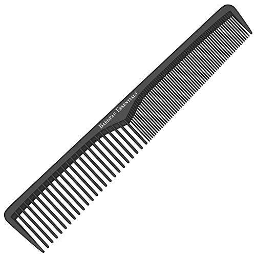 Styling Comb | Professional 7 Inch Black Carbon Fiber Anti Static Chemical And Heat Resistant Comb For All Hair Types | Fine and Wide Tooth Comb For Men and Women | By Bardeau Essentials (Single)