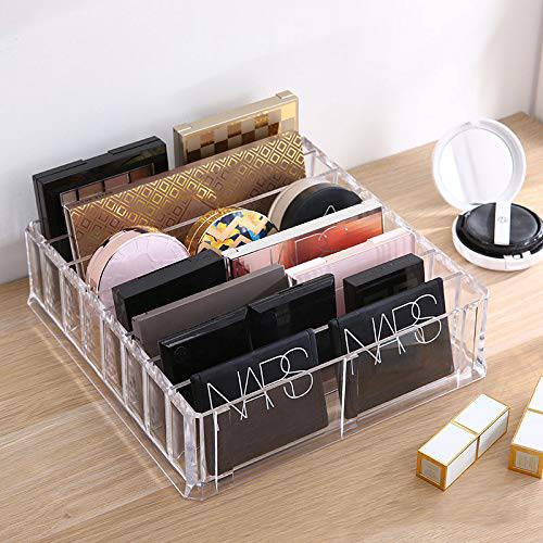 Clear Acrylic Compact Makeup Organizer Blushes Highlighters Eyeshadow Lipsticks Makeup Organizer 6 Spaces Clear Makeup Drawer Organizer Countertop Makeup Holder Organizer With Removable Dividers