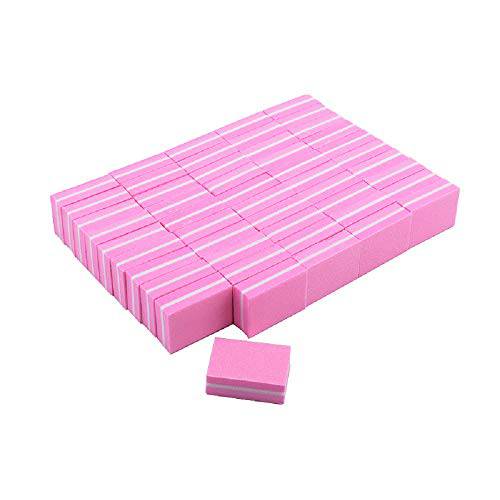 YIMART 20 Pcs Double-sided Mini Nail Buffer Block Colorful Sponge Nail Polish Sanding Buffer Strips Nail File Blocks Manicure Tools (Pink)