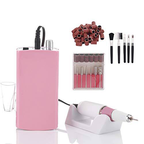 Miss Sweet Portable Nail Drill Machine Rechargeable Electric Nail File for Acrylic (Pure Pink)