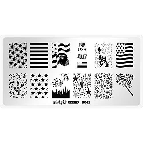 Whats Up Nails - B043 Stars and Stripes Stamping Plate for Nail Art Design