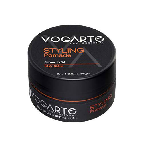 VOGARTE Hair Styling Water Based Pomade for Men, Strong Hold & High Shine, 3.52 oz