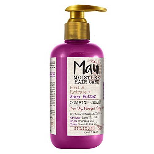 Maui Moisture Heal and Hydrate Plus Shea Butter Vegan Combing Cream for Thick Curly Hair, 8 Oz