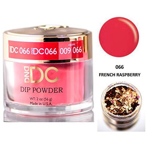 DND DC Reds & Orange DIP POWDER for Nails 1.6oz, 45g, Daisy Dipping (with bonus side Glitter) Made in USA (FRENCH RASPBERRY (066))