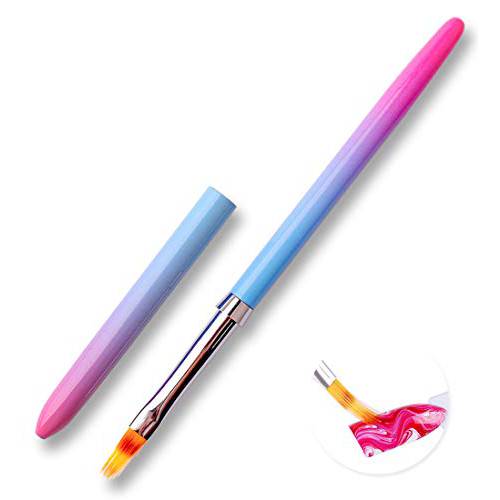 SILPECWEE 1Pc Acrylic Nail Ombre Brush Gradient Design Handle UV Gel Polish Nail Art Painting Lace Pen Manicure Salon Tools