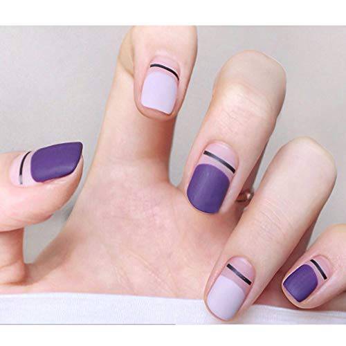 MISUD Short Press on Nails, Square Fake Nails, Glossy Squoval False Nails, Cute Bow Glue on Nails with Designs for Women and Girls