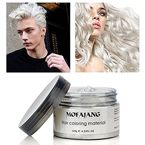EFLY Temporary White Hair Color Wax, Instant Hairstyle Cream 4.23 oz Hair Pomades Hairstyle Wax for Men and Women (white)