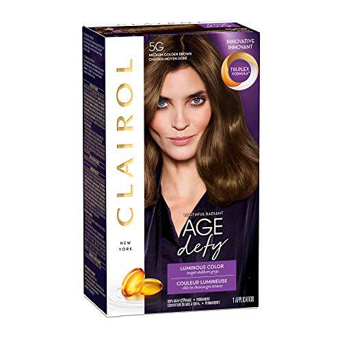 Clairol Age Defy Permanent Hair Dye, 5G Medium Golden Brown Hair Color, Pack of 1