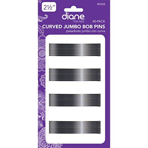 Diane Curved Hair Bobby Pins for Women â€“ Large 2.5â€ Bobby Pins - Black, Curved Flat Design with Ball Tips, D428 - 40 Count (Pack of 1)