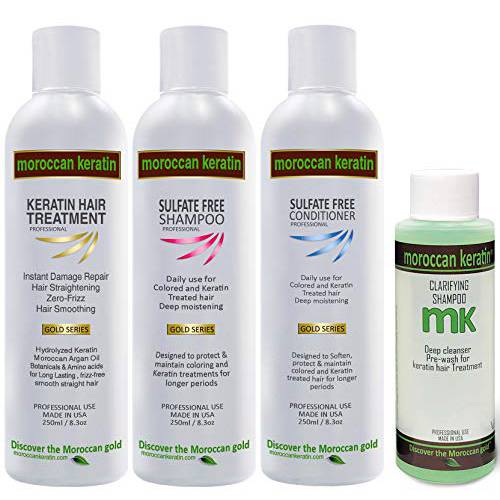 Brazilian Keratin Blowout GOLD SERIES Moroccan Keratin Most Effective Brazilian Keratin Hair Treatment SET 250ML Professional Salon Formula