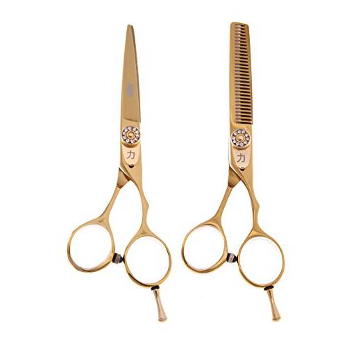 Shears Direct 5.5 Inch Gold Titanium, 440 C Stainless Cutting Shear and A 30 Tooth Thinner, 16 Ounce