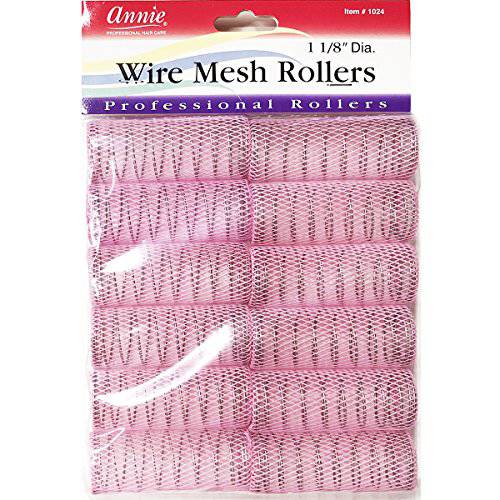 Annie 1-1/8 Wire Mesh Hair Rollers - 12 Pcs.