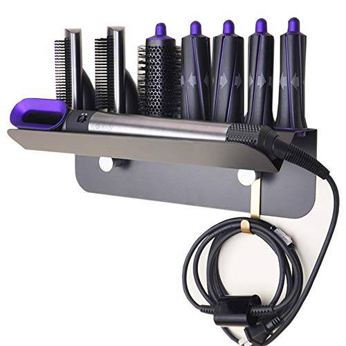 Iamagie Wall Mount Holder for Dyson Airwrap Styler Hair Curling Iron Wand Barrels and Brushes, Metal Storage Stand Rack with Cord Organizer Hook for Home Bedroom Bathroom Hair Salon