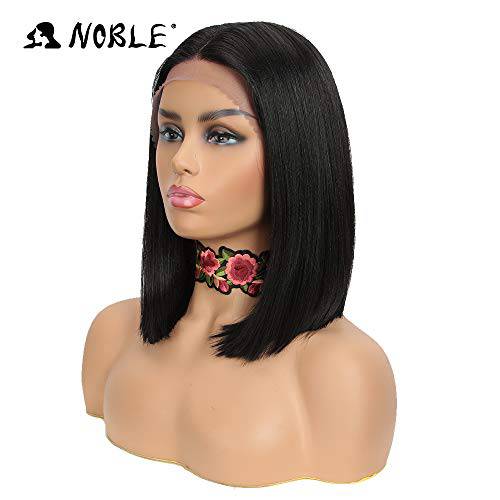 NOBLE Light Pink Bob Wigs for Women T Part HD Lace Front Wigs Colored Ombre Blonde Synthetic Long Bob Wigs for Party and Daily Use (Light Pink with Dark Root Color)