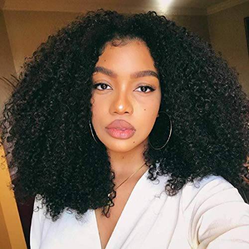 BLY Human Hair Bundles for Black Women Mongolian Afro Kinky Curly Human Hair 3 Bundles (16 18 20inches) Unprocessed Hair Weave Weft Big Hair Natural Color