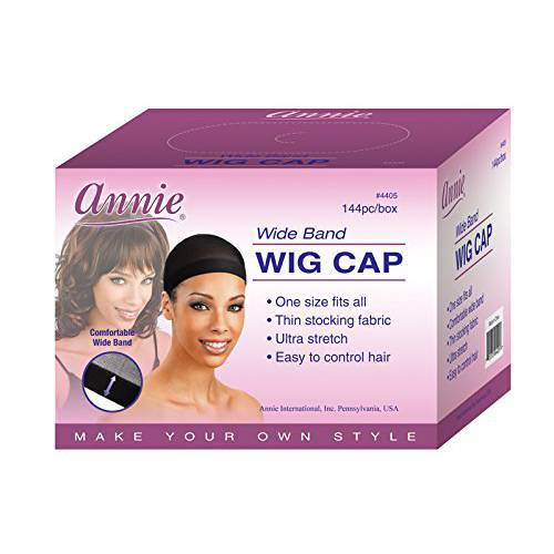 Annie Wide Band Wig Cap, Black, 144 Count