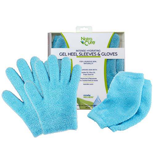 NatraCure Moisturizing Gel Heel Sleeves and Gloves - (for Dry Heels, Cracked Heels, Dry Hands and cuticles, Dry Skin) - Color: Lavender
