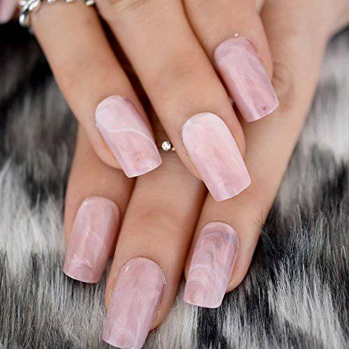 CoolNail UV Effect Light Pink False Nails Tip French Full Cover Medium Length Square Fake Nail ABS Artificial DIY Nail Manicure