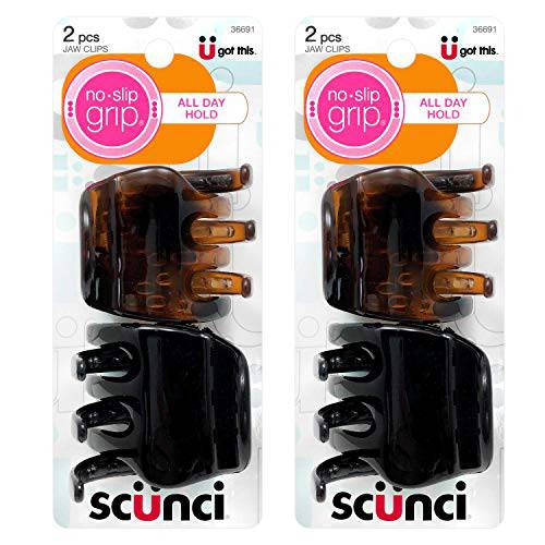 Scunci No-Slip Grip Chunky Jaw Clips All-Day Hold, 2-Pieces per Pack (2-Pack)
