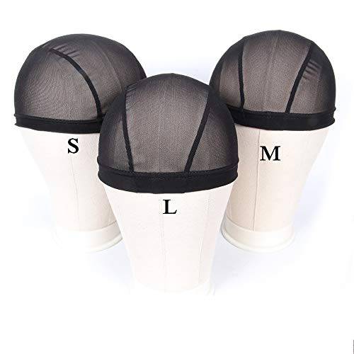 Mesh Dome Caps For Wigs 6 Pcs Stretch Breathable Mesh Dome Wig Cap Spandex Black Wig Caps For Making Wigs (6 Pcs, Black, M)