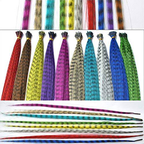 Feather Hair Extension Kit with Synthetic Feathers 100 Beads Plier and Hoo (20 Feather)