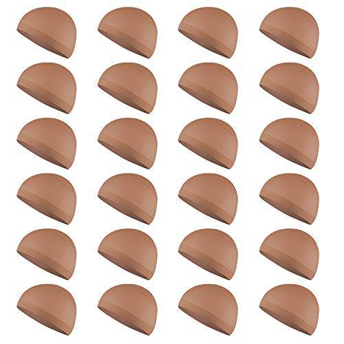 MYKURS Medium Light Brown Nylon Wig Caps for Women, 24 Pack