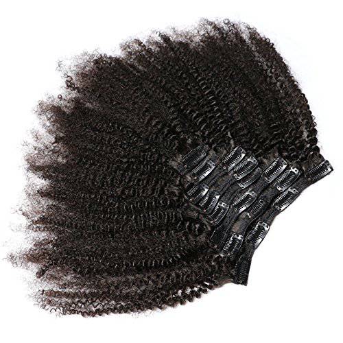 KeLang Hair African American Afro Kinky Curly Clip In Human Hair Extensions Brazilian Virgin Hair Natural Color 4B 4C Afro Kinky Curly Clip Ins 16inch 7pcs/lot,120gram/set