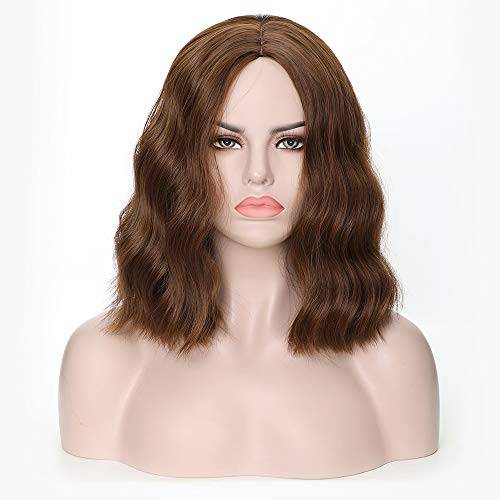 Rosa Star Short Wavy Wigs for Women Synthetic Heat Resistant Fiber Hair Wigs (Brown)