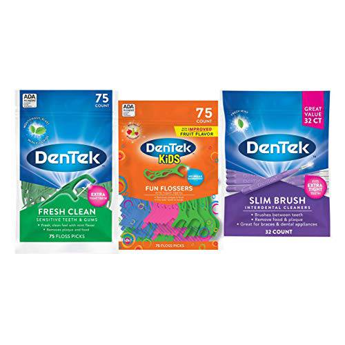 DenTek Family Smile Pack, Floss Picks, 150 Count & Interdental Cleaners, 32 Count