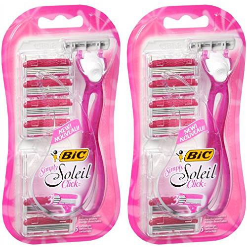 BIC Click 3 Soleil Women’s Disposable Razors, 3 Blades With a Moisture Strip For a Smoother Shave, 12 Piece Razor Set