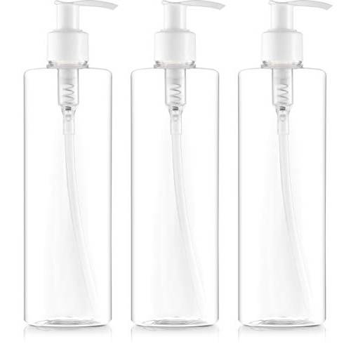 Bar5F Empty Lotion Bottle 16 Oz. with White Pump, Great for - Creams, Body Wash, Hand Soap, Self-Tanners, Bronzers and Massage Lotion (Pack of 3), B18H37