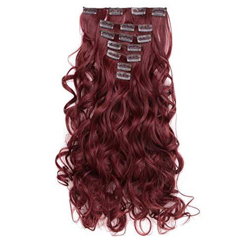 OneDor® 20 Curly Full Head Clip in Synthetic Hair Extensions 7pcs 140g (2-Darkest brown)