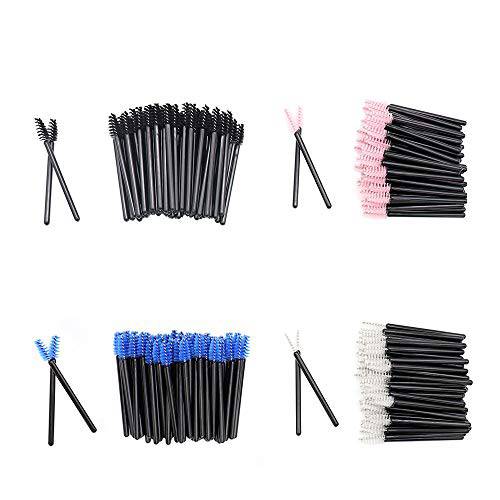 400 Pack Mascara Wands Mini Disposable Eyelash Brushes for Extensions Eye Lash Wand Brow Brush Makeup Tool Bulk, 8 Colors