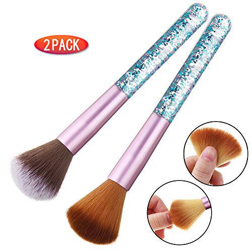 SILPECWEE 2 Pcs Nail Brushes Remove Dust Powder For Acrylic Nails Makeup Brushes Manicure Brush Clean Up Tools Nail Art Brush Set