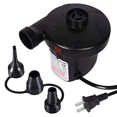 sanipoe Battery Powered Air Mattress Pump, Electric Quick-Fill Blower Portable Inflator Deflator for Inflatables Raft Bed Boat Pool Toy, Black