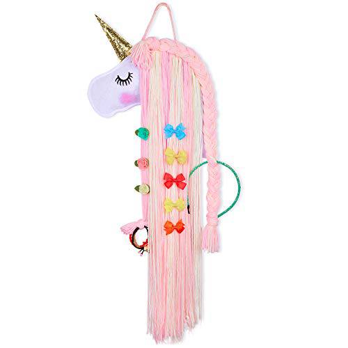 Beinou Unicorn Hair Clips Holder Rainbow Yarn Tassels Hair Bows Storage Shy Unicorn Face Headband Organizer Unicorn Theme Party Decorations