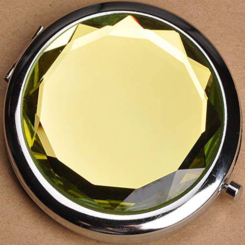 Compact Mirror, Double Sides Portable Foldable Pocket Metal Makeup Compact Mirror Woman Cosmetic Mirror (One is Normal,Another is Magnifying)，Blue