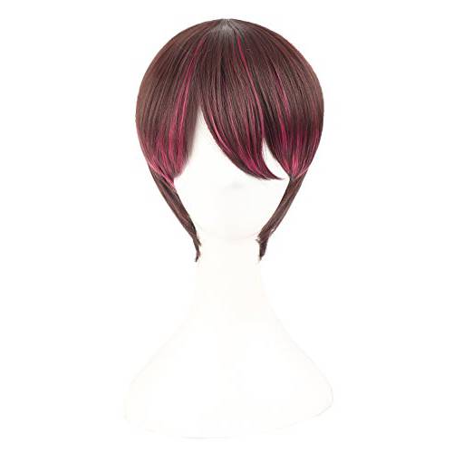 MapofBeauty Mixed Color Short Straight Cosplay Costume Wig (Black/White)