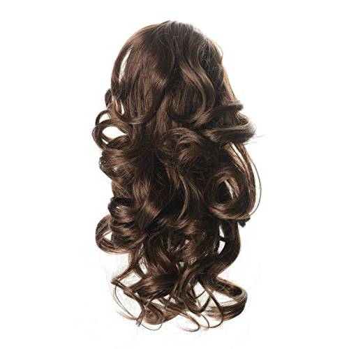Onedor 12 Synthetic Fiber Natural Textured Curly Ponytail Clip In/On Hair Extension Hairpiece (1B - Off Black)