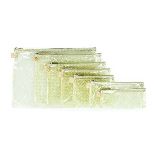 Travelon Set of 7 Packing Envelopes, Clear with Black Trim, Assorted Sizes