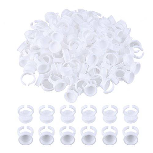 CCINEE 200pcs Disposable Mascara Wands Glue Rings Plastic Glue Holder Rings for Makeup Nail Art Microblading with Lip Brushes and Eyelash Brushes