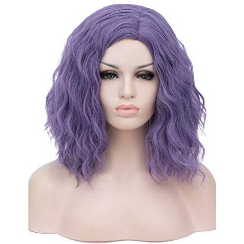 TopWigy Pink Women Cosplay Wig, Medium Length Short Curly Bob Body Wave Colorful Heat Resistant Hair Wigs Halloween Costume Party Wig for Girls(Pink)