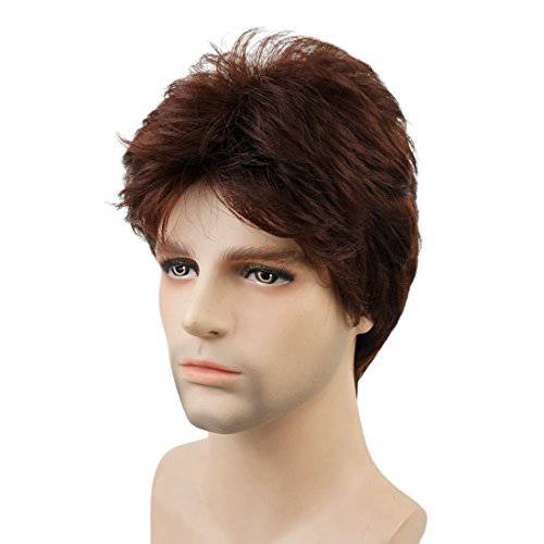 Lydell Men Wig Natural Short Straight Hair Synthetic Full Wigs (Natural Black)