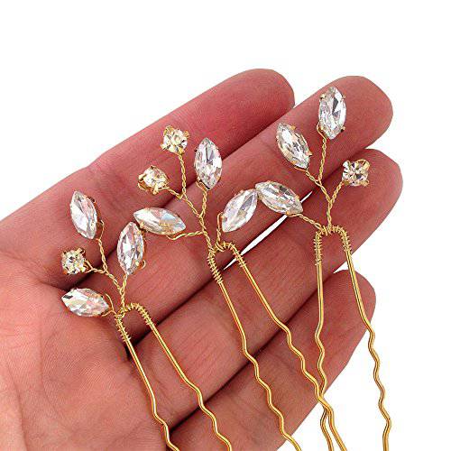 FXmimior Bridal Crystal Rhinestones Simple Hair Pins Wedding Evening Party Hair Accessories for Women Pack of 3 (silver)