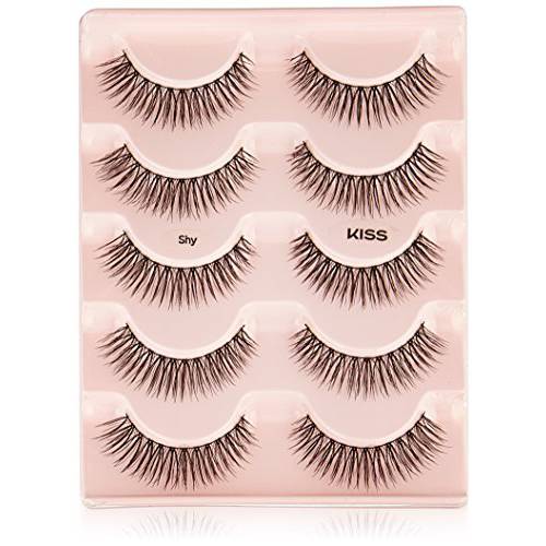 KISS Looks So Natural False Eyelashes Multipack, Lightweight & Comfortable, Natural-Looking, Tapered End Technology, Reusable, Cruelty-Free, Contact Lens Friendly, Style Shy, 5 Pairs