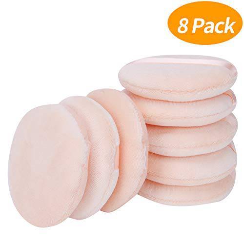 Senkary 8 Pack Cotton Powder Puffs Soft Makeup Puff Pads for Loose Face Foundation Powder, Beige (2.75 Inches)